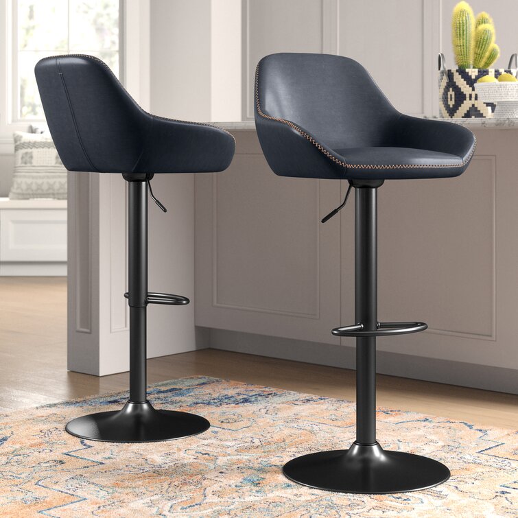 wayfair black leather bar stools