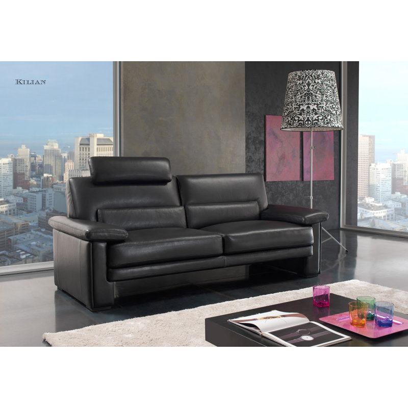 Wade Logan Deloney Genuine Leather Sofa Wayfair Co Uk Wade Logan Deloney Genuine Leather Sofa