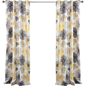 Knox Rom Darkening Nature/Floral Room Darkening Thermal Grommet Curtain Panels (Set of 2)