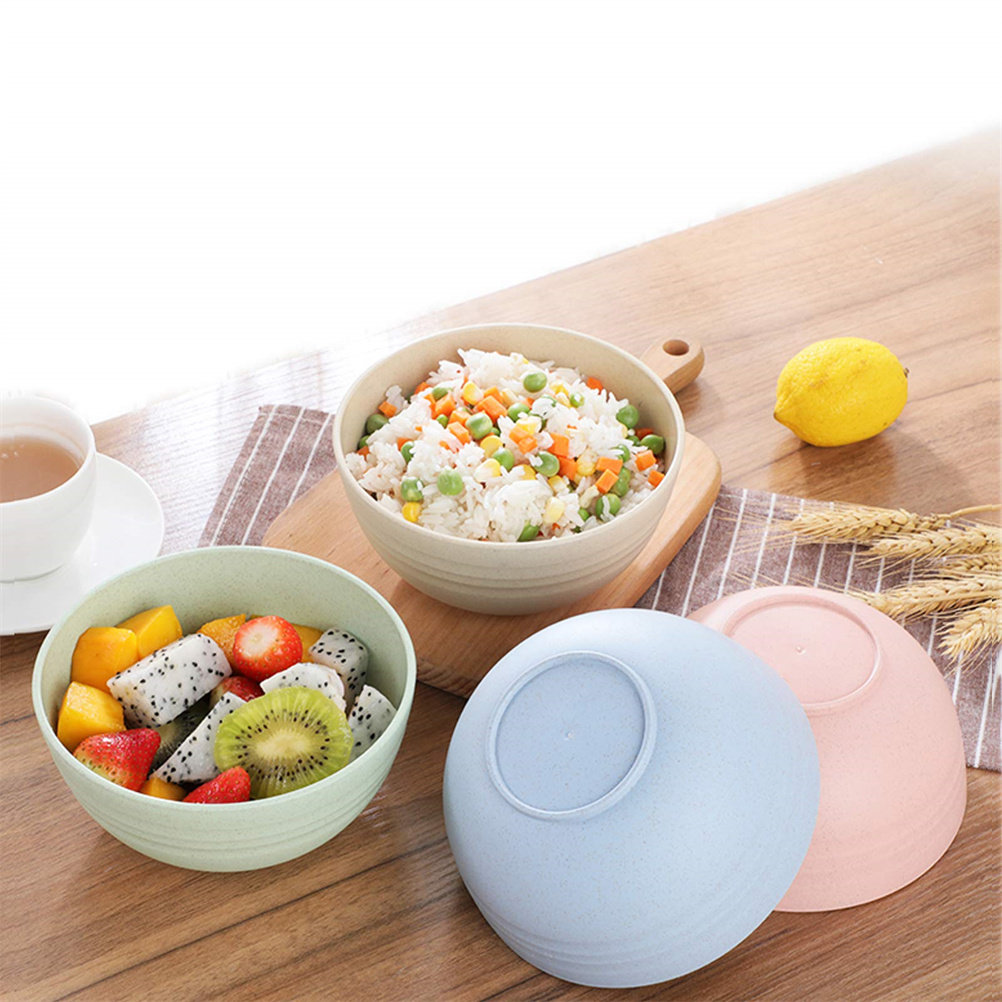 3pcs/set Healthy Wheat Straw Plastic Bowl Unbreakable Children Kids Dinner Bowls 