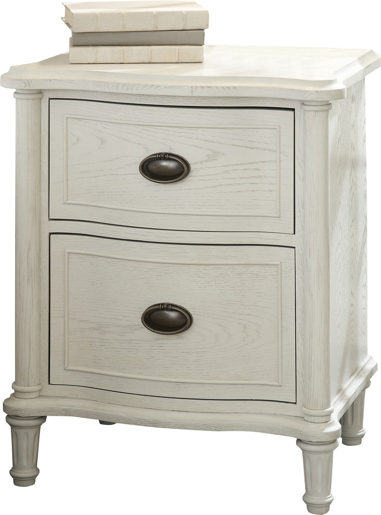 cream dresser and nightstand