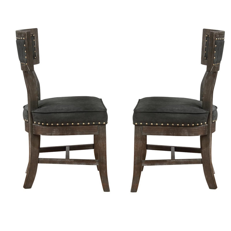 Red Barrel Studio Cullman Dining Chairs With Nailhead Trim Black And Natural Set Of 2