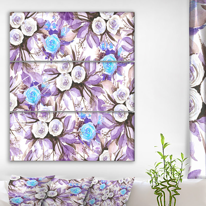 East Urban Home Purple Blue And White In Vintage Flower Oil