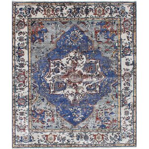 One-of-a-Kind Beverly Hand-Knotted Silk Gray/Blue Area Rug