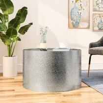 silver drum coffee table with storage