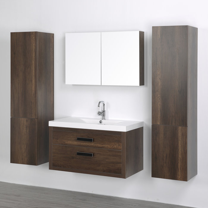 Streamlinebath 39 Wall Mounted Single Bathroom Vanity Set With Mirror Wayfair