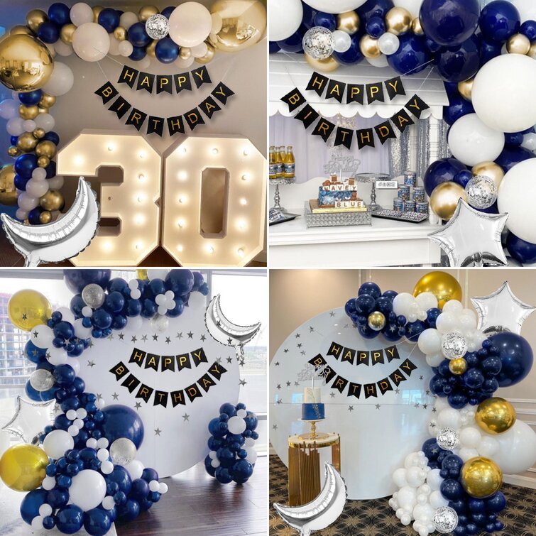 Blue Happy Birthday Balloon Banner Garland Bunting Confetti Balloons Blue Party Decorations Happy Birthday Decoration Boy
