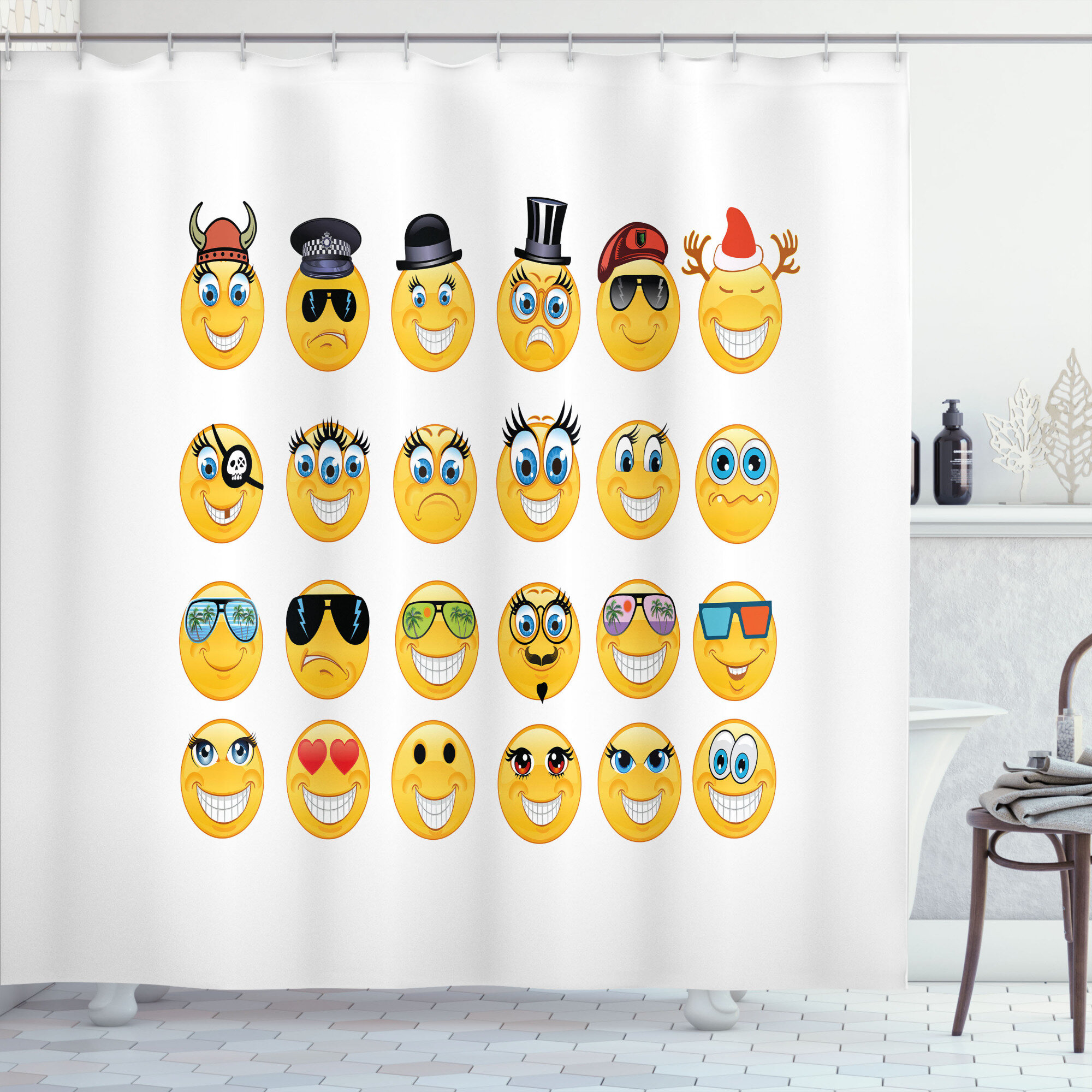 Details about   Colorful Emoji Shower Curtain Fabric Bathroom Decor Set with Hooks 4 Sizes 