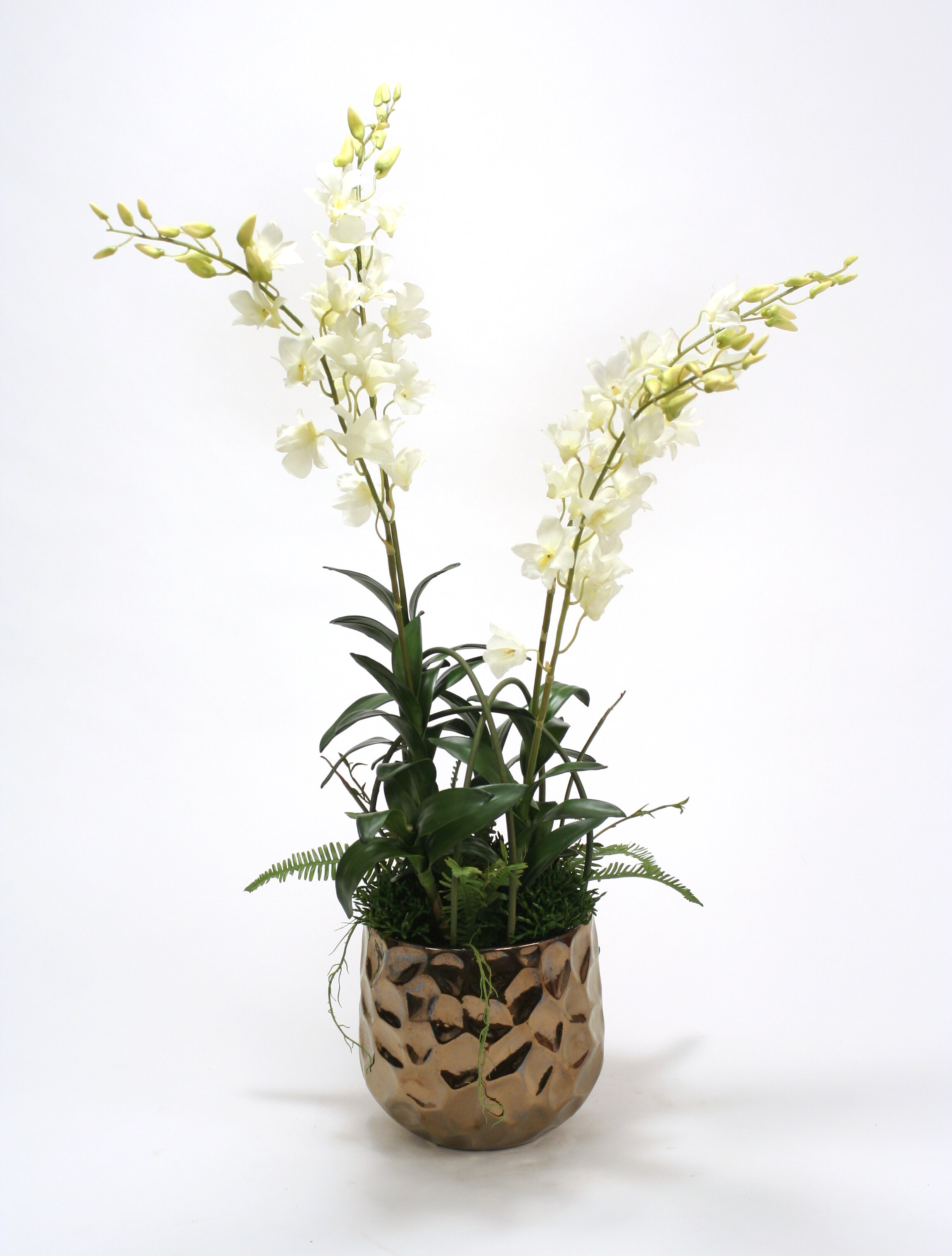 Distinctive Designs White Orchids And Greenery Mix In Gabi Planter Wayfair