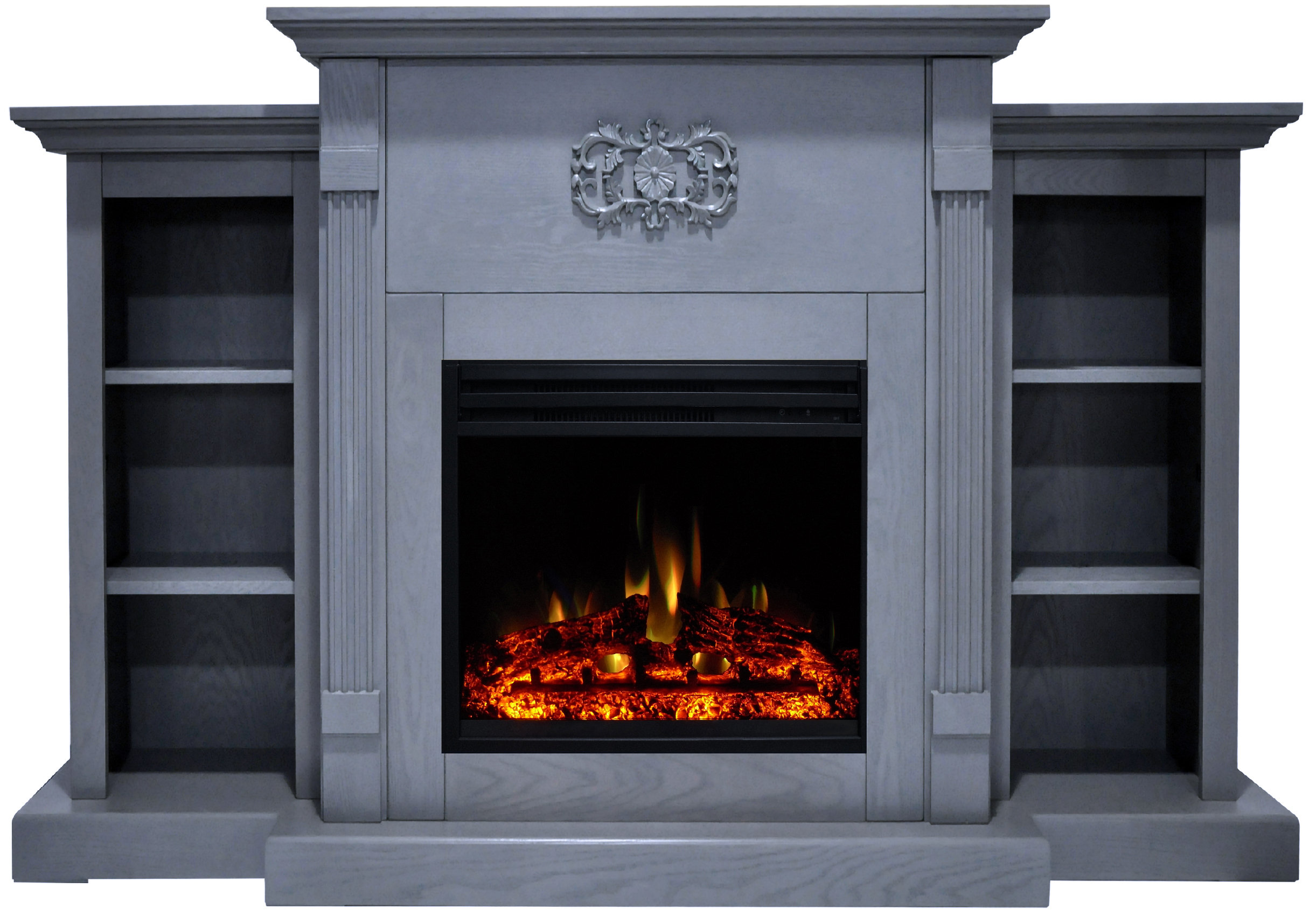 Latitude Run Seville Electric Fireplace Heater With 47 In Blue Tv