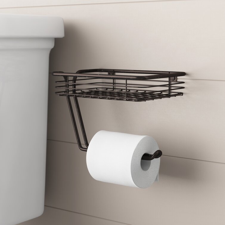 Wall Mount Toilet Paper Roll Holder Stainless Steel Hanger Gold Finish Bathroom