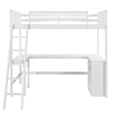 Erike Twin Loft Bed with Built-in-Desk with Shelves by Harriet Bee