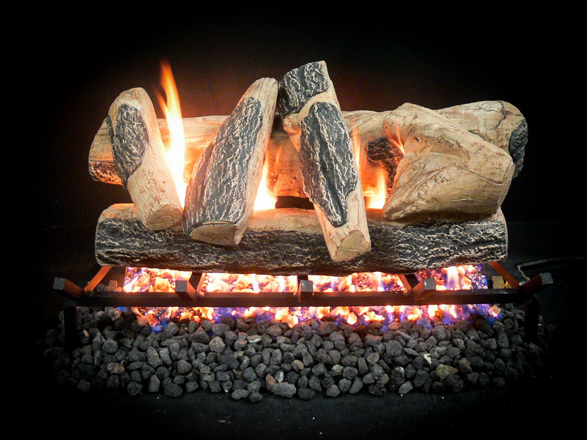 Dreffco Complete Rainier Vented Natural Gas Propane Fireplace Log