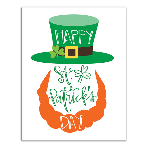The Holiday Aisle Happy St Patrick S Day Leprechaun Wrapped Canvas Textual Art Print Wayfair