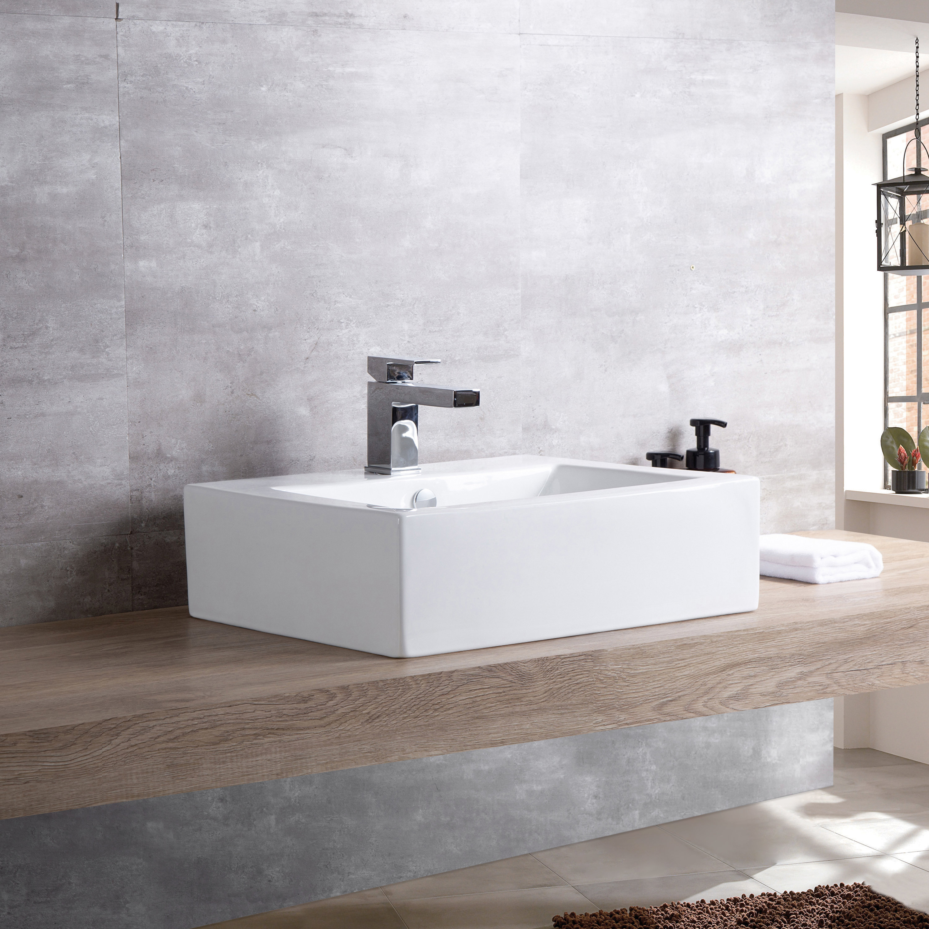 Luxier Ceramic Rectangular Vessel Bathroom Sink with Overflow Wayfair
