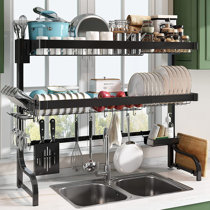 Details about   Large Capacity 2 Tier Dish Drainer Drying Rack Kitchen Storage Stainless Steel f 