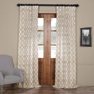 Rogero Geometric Sheer Tab Top Single Curtain Panel