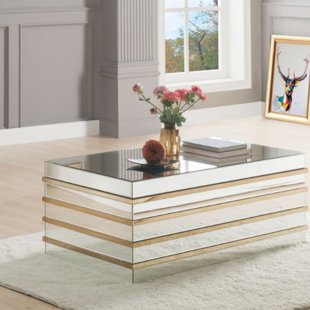 Rillie Modern Rectangular Metal And Mirror Coffee Table by Everly Quinn