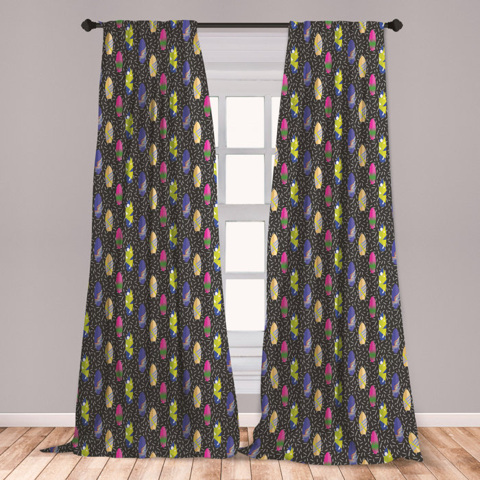 East Urban Home Ambesonne Surfboard 2 Panel Curtain Set Colorful
