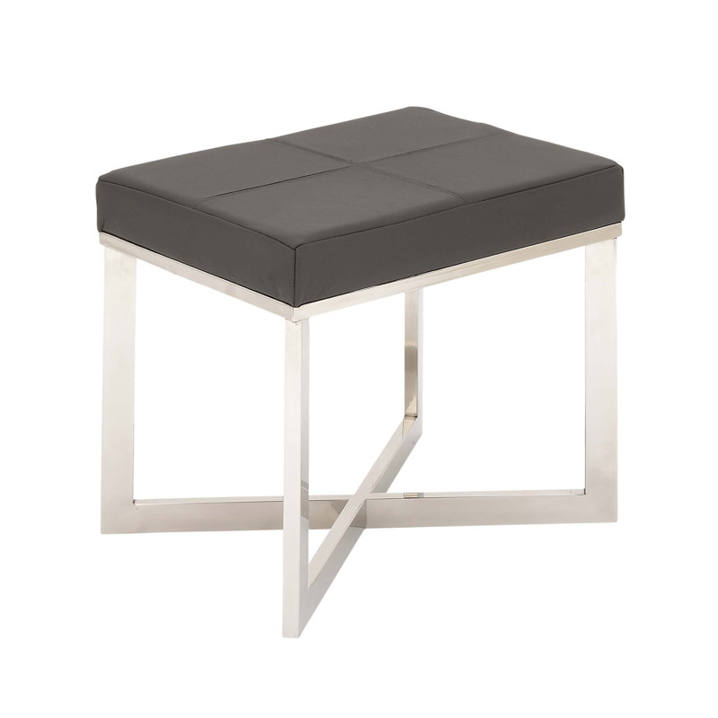 Cole & Grey Stainless Steel Leather Vanity Stool & Reviews Wayfair.ca