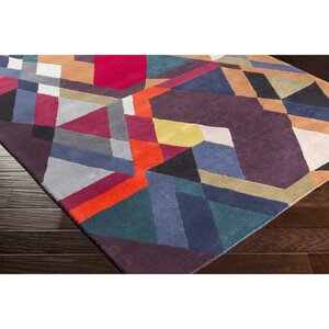 Donalson Hand-Tufted Purple/Black Area Rug