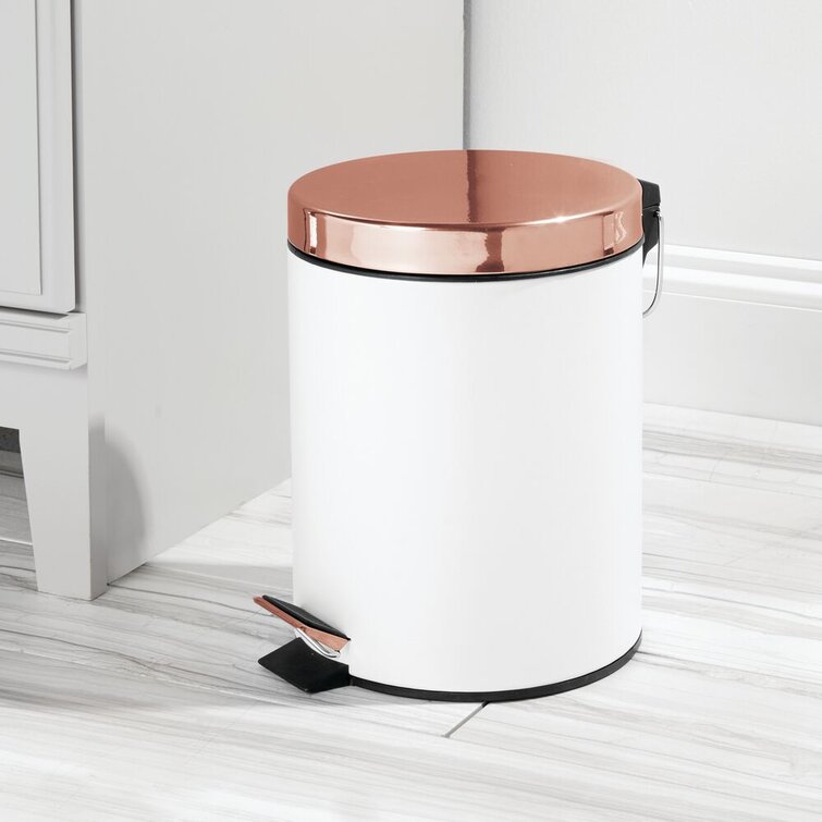 Rose Gold mDesign Step Trash Can Garbage Bin with Removable Liner Bucket 