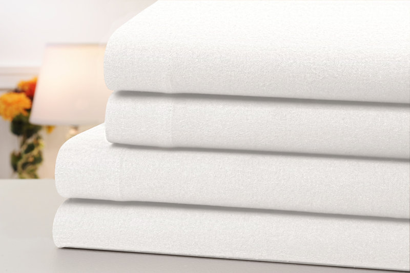 Kathy Ireland or Bibb Home 100% Cotton Cozy Flannel Sheet Set (4-Piece) Color: White, Size: King