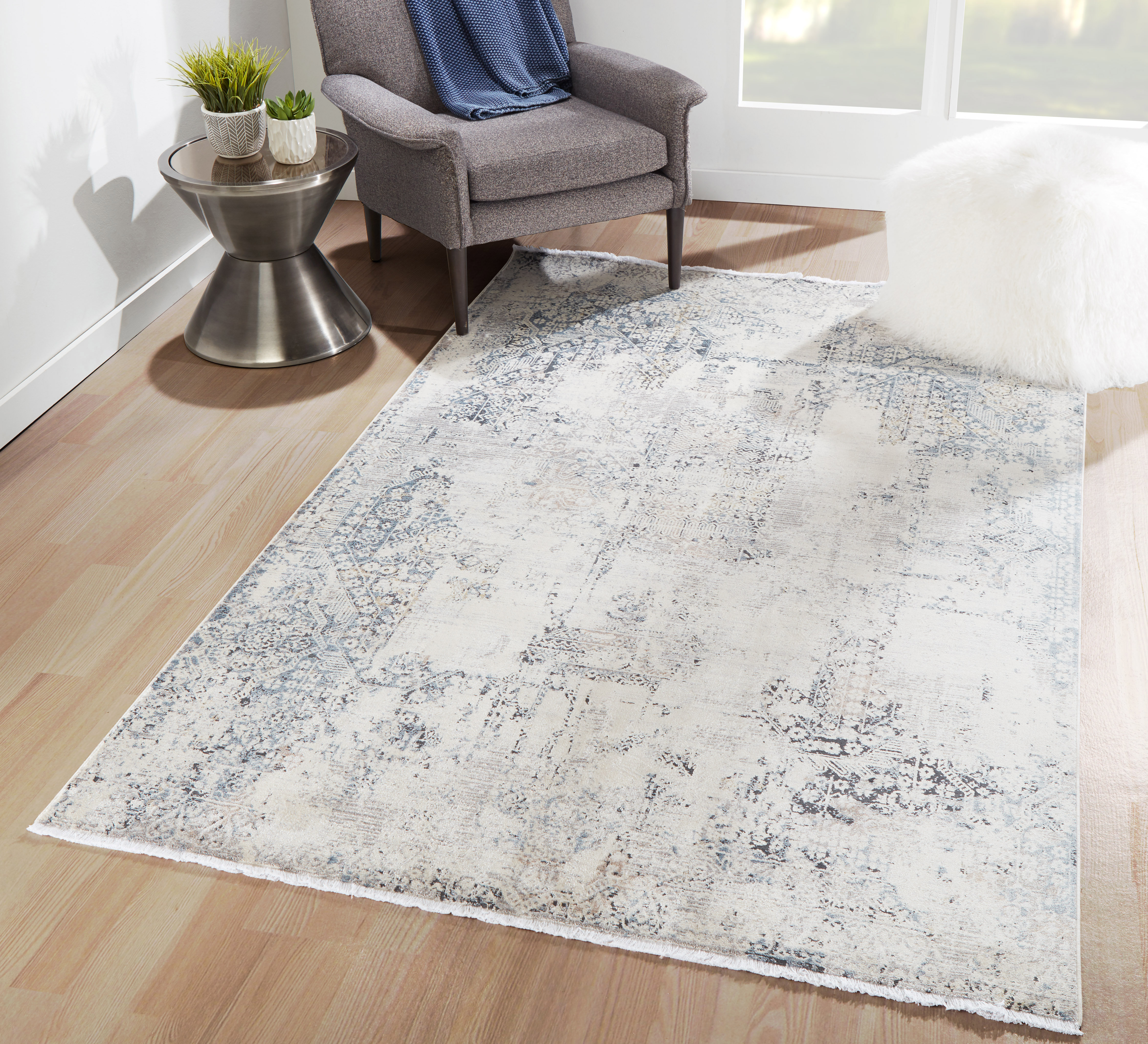 17 Stories Minor Power Loom Gray Rug Wayfair