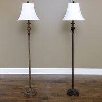 Beige Elegant Braided Trim Bell Shaped Shade Standing Floor Lamp 63"H 