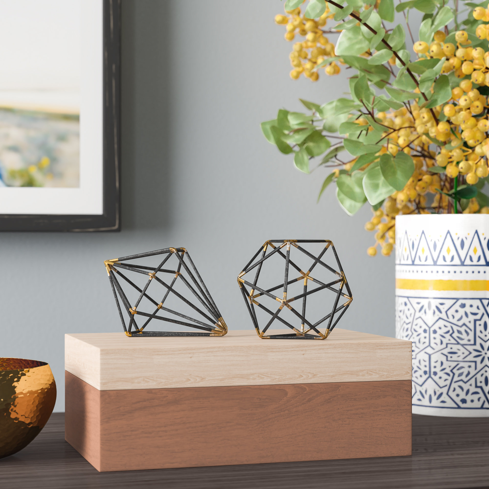 2 Piece Davis Metal Geometric Orb Sculpture Set Reviews Joss Main