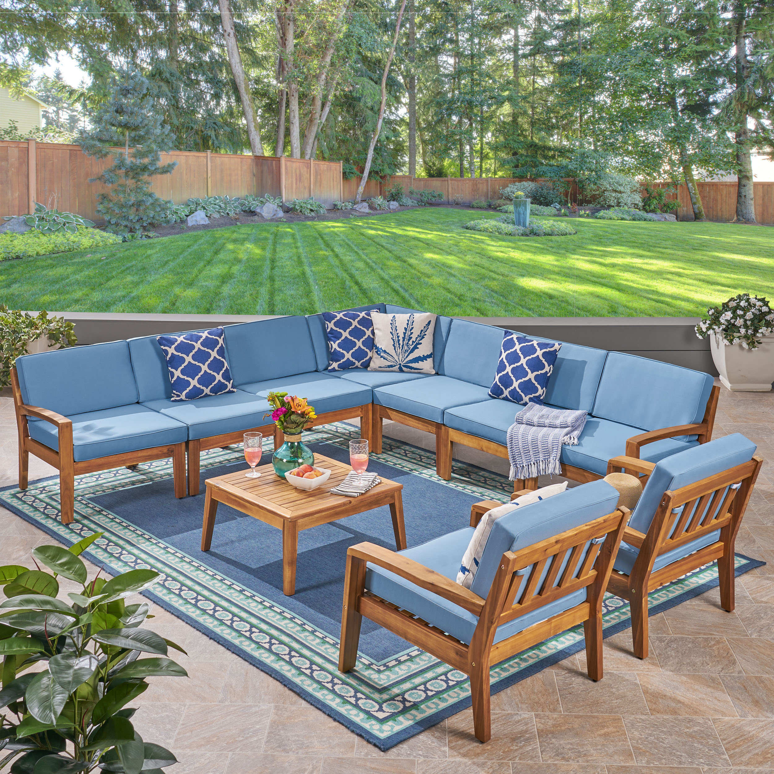 Longs Tides Watson Outdoor 9 Piece Sectional Seating Group Outdoor 9 Piece Sectional Seating Group