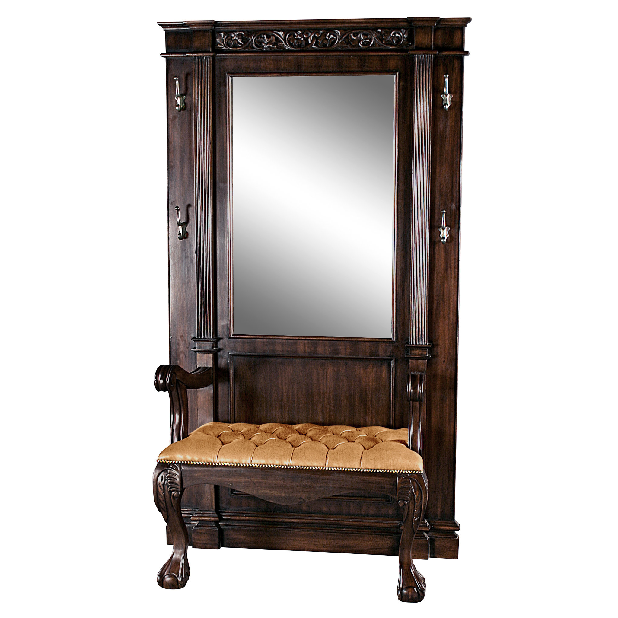 Fleur De Lis Living Jaydon 44'' Wide Mahogany Solid Wood Hall Tree