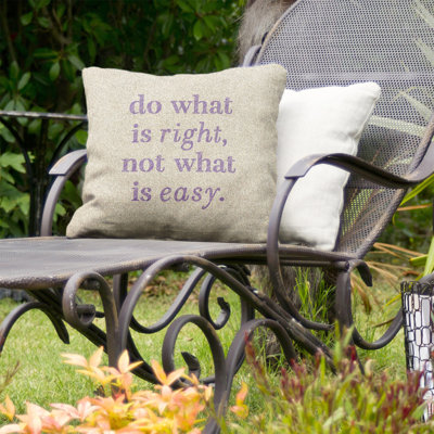 Do What is Right IndoorOutdoor Throw Pillow East Urban Home Size 16 x 16 Color White  Purple