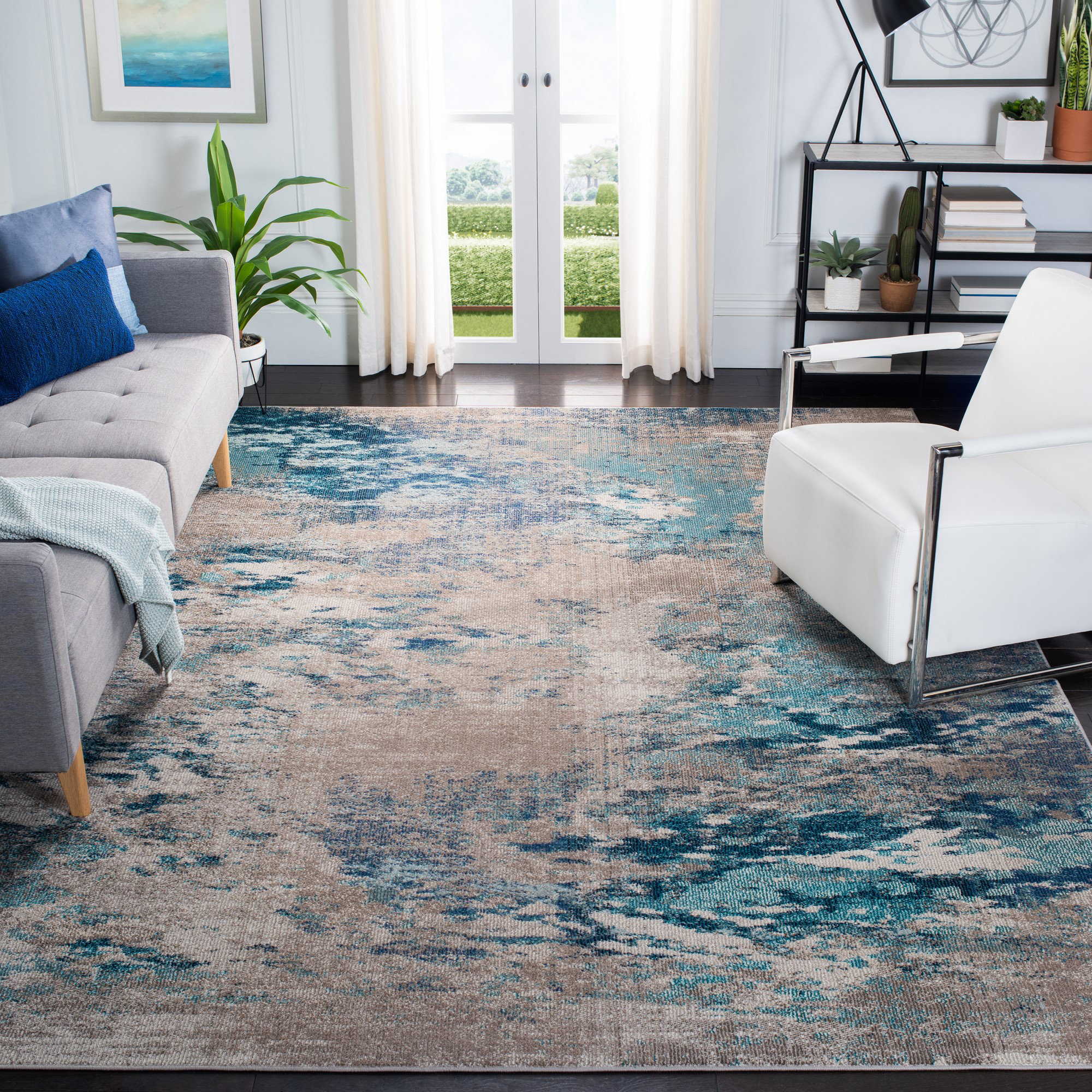 Williston Forge Rousselle Abstract Blue Gray Area Rug Reviews Wayfair