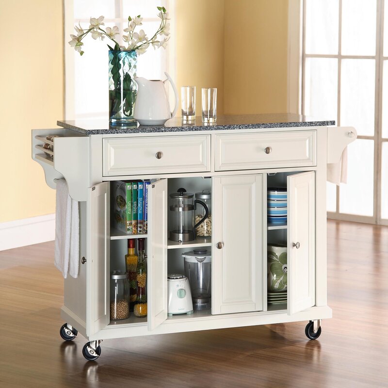 Hedon Kitchen Cart With Granite Top Reviews Joss Main