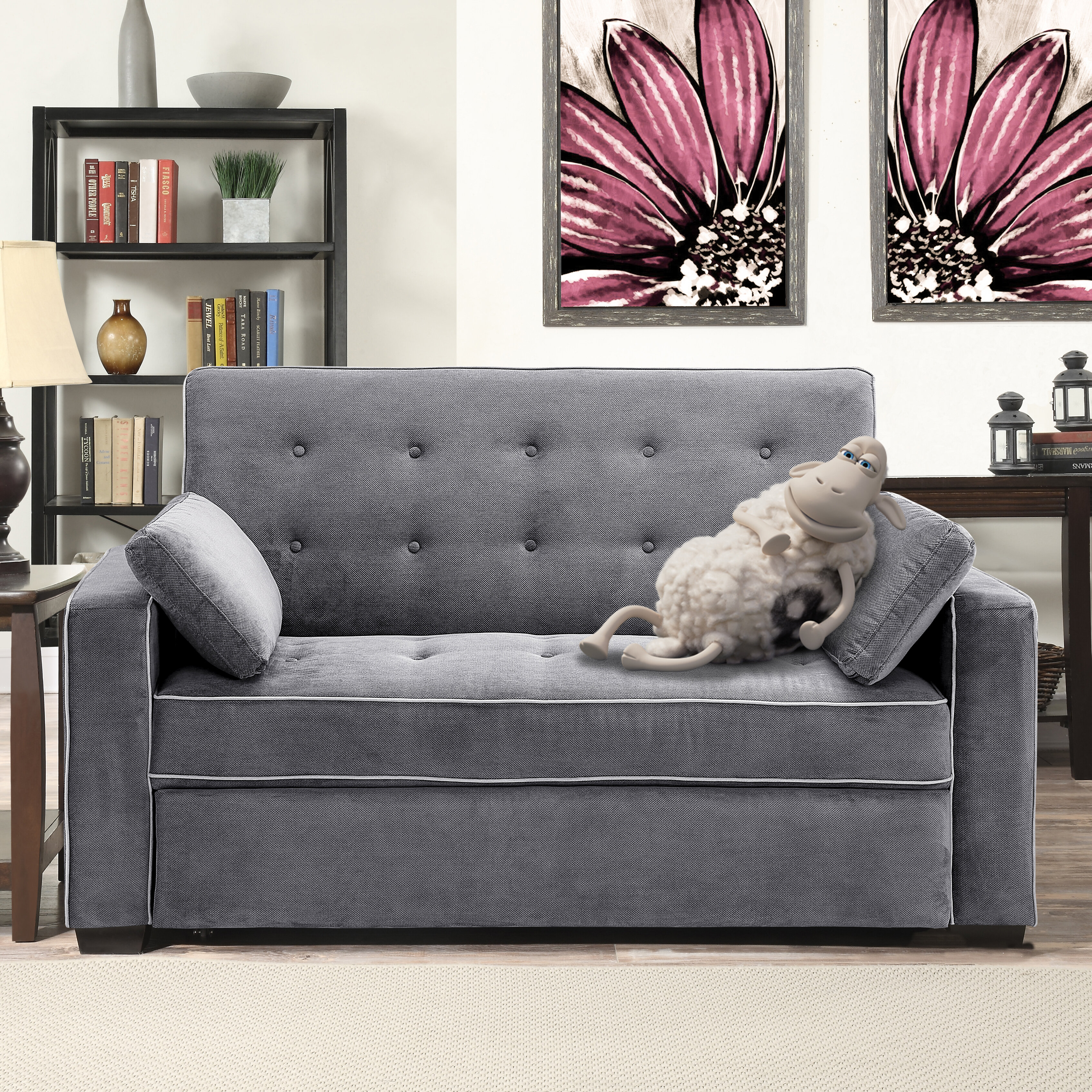 Lifestyle Solutions Monroe Convertible Full Loveseat in Java 