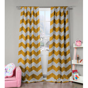 Bea Chevron Blackout Rod Pocket Curtain Panels (Set of 2)