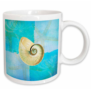 Beach Theme Coffee Mugs Wayfair Shell With Starfish Aqua And Beach Theme Coffee Mug