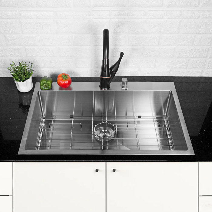 JUNTOSO 33X22 Inch Kitchen Sink Drop In 16 Gauge Stainless ...
