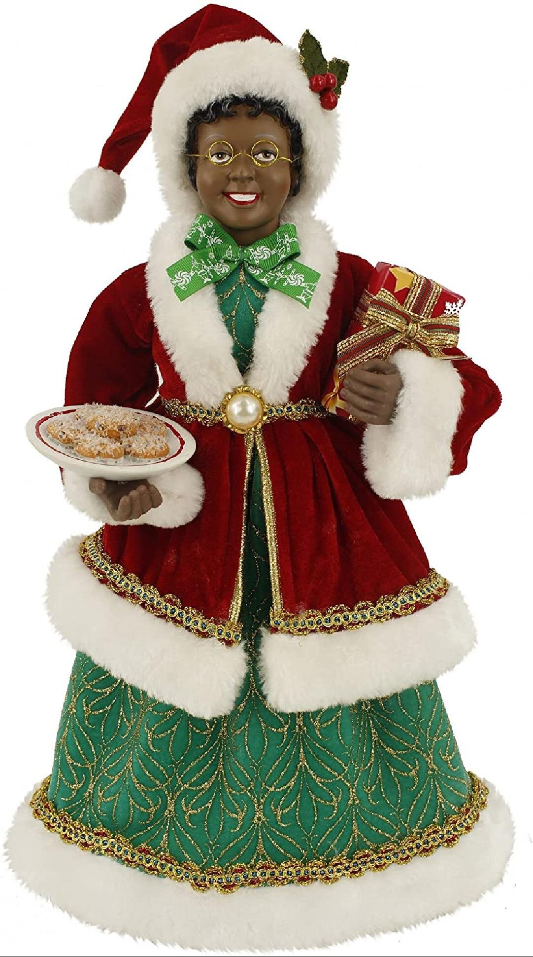 The Holiday Aisle Standing Traditional Ethnic African American Mrs   Standing Traditional Ethnic African American Mrs Santa Claus Christmas Figurine 