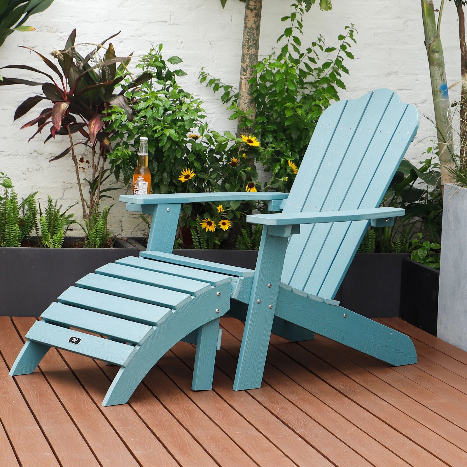 plastic adirondack ottoman brown