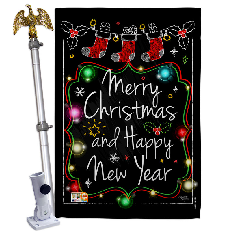 Breeze Decor Chalkboard Merry Christmas 2 Sided Polyester 40 X 28 In Flag Set Wayfair