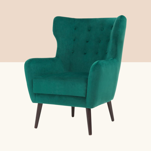 Arielle Wingback Chair Hykkon Upholstery Colour: Green