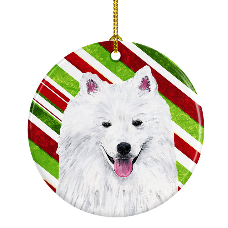 The Holiday Aisle American Eskimo Holiday Christmas Ceramic Hanging Figurine Ornament Wayfair