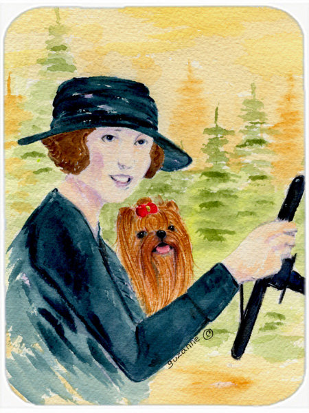 East Urban Home Lady Driving With Her Yorkie Glass Cutting Board Wayfair