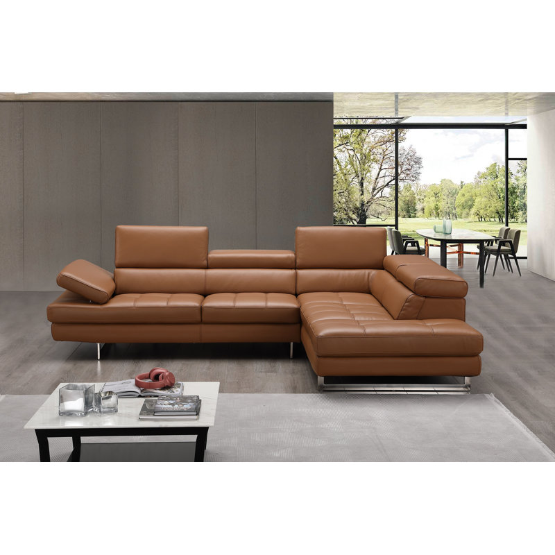 Wade Logan Hugo Leather Sectional Reviews Wayfair