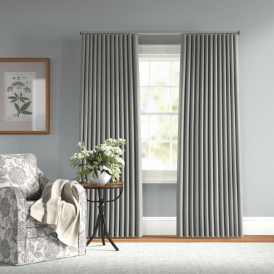 ottis textured faux linen rod pocket room darkening curtains for bedroom & living room curtains - single panel drapes