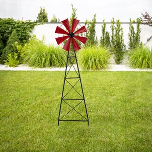 Outdoor Tall 7 Foot Spinning Purple Flower Garden Windmill Yard Garden Decor 
