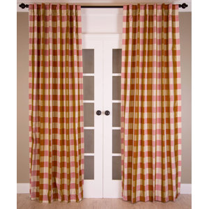 Silk Window Check Rod Pocket Single Curtain  Panel