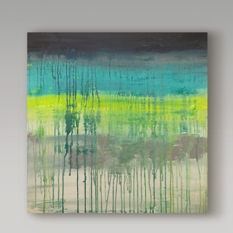 Trademark Art Lithosphere Green Stripe Acrylic Painting Print On